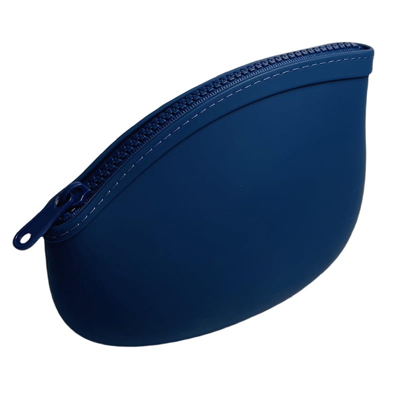 WHHJM Small Makeup Bag Premium Silicone Purse Bag Multifunctional Essential Bag Zipper Pouch Water and Heat Resistant (Blue) - Image 1